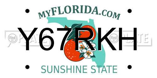 Y67RKH Florida License Plate