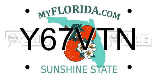 Y67VTN Florida License Plate