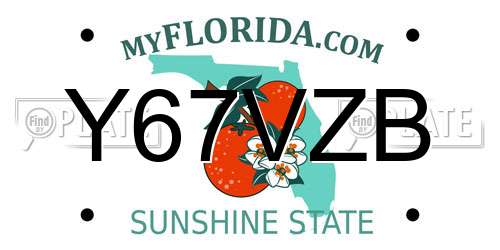 Y67VZB Florida License Plate