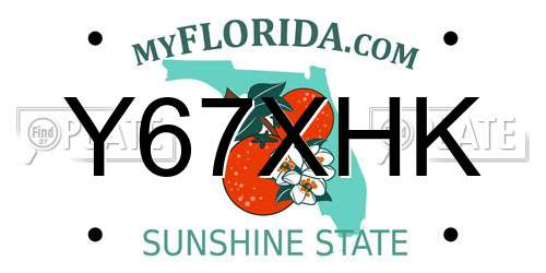 Y67XHK Florida License Plate