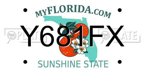 Y681FX Florida License Plate