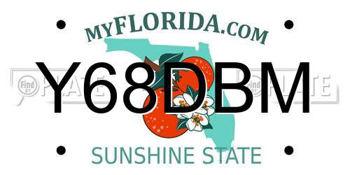 Y68DBM Florida License Plate