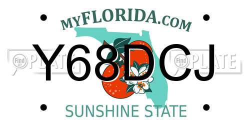 Y68DCJ Florida License Plate