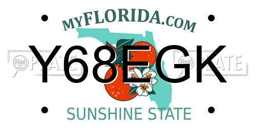 Y68EGK Florida License Plate