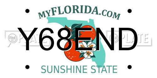 Y68END Florida License Plate