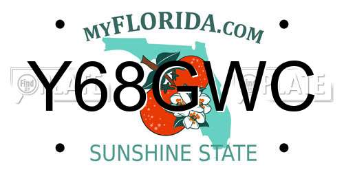 Y68GWC Florida License Plate
