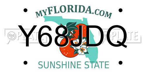 Y68JDQ Florida License Plate