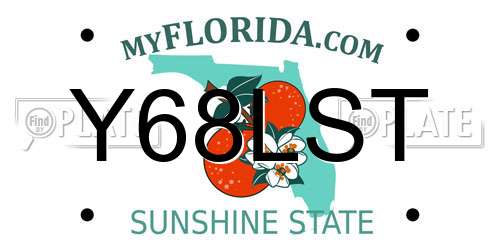 Y68LST Florida License Plate
