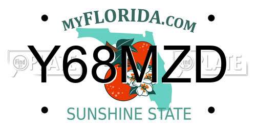 Y68MZD Florida License Plate