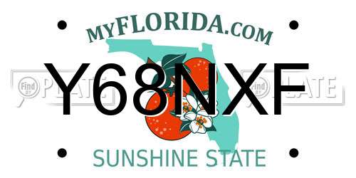 Y68NXF Florida License Plate