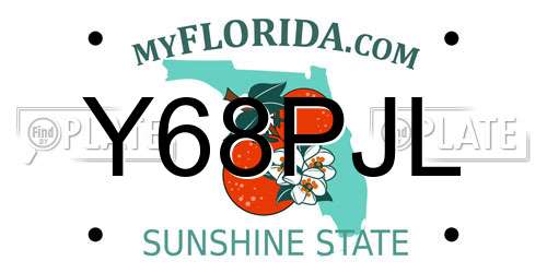 Y68PJL Florida License Plate