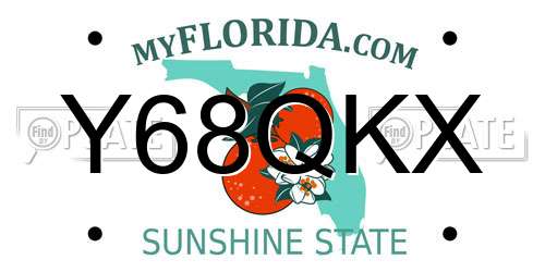 Y68QKX Florida License Plate