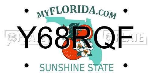 Y68RQF Florida License Plate