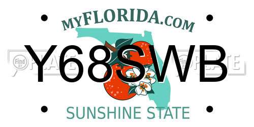 Y68SWB Florida License Plate