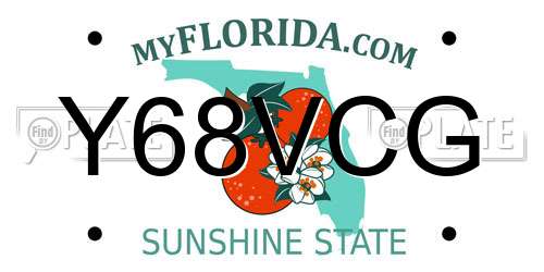Y68VCG Florida License Plate