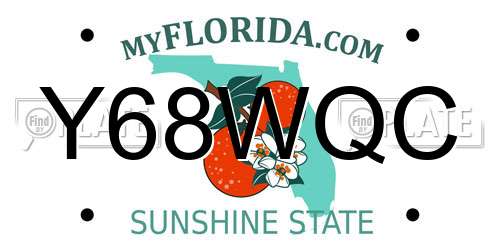 Y68WQC Florida License Plate