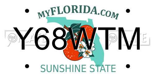 Y68WTM Florida License Plate