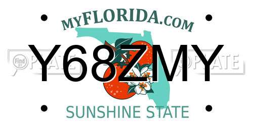 Y68ZMY Florida License Plate