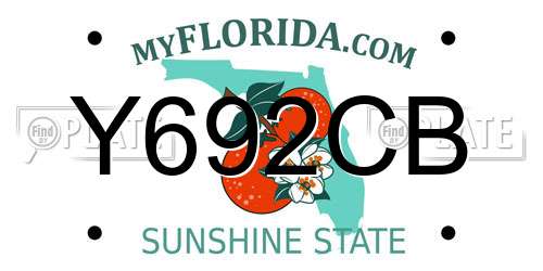 Y692CB Florida License Plate