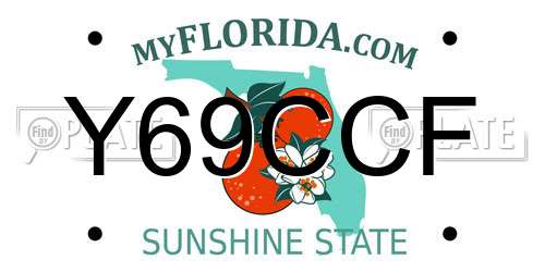 Y69CCF Florida License Plate