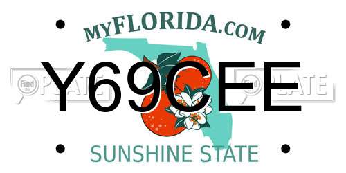 Y69CEE Florida License Plate