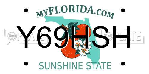 Y69HSH Florida License Plate