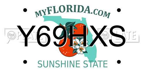 Y69HXS Florida License Plate