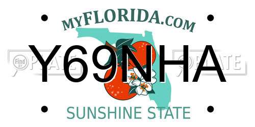 Y69NHA Florida License Plate