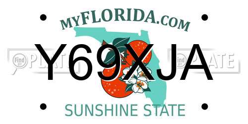 Y69XJA Florida License Plate