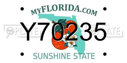 Y70235 Florida License Plate