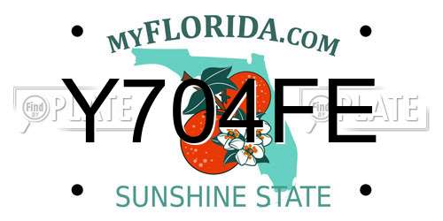 Y704FE Florida License Plate
