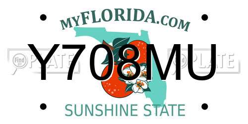 Y708MU Florida License Plate