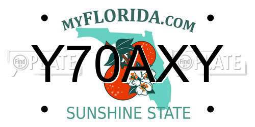 Y70AXY Florida License Plate