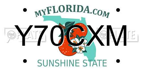 Y70CXM Florida License Plate