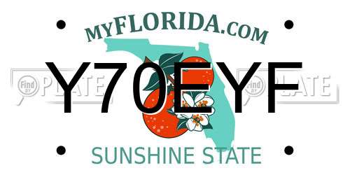 Y70EYF Florida License Plate