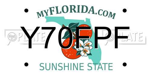 Y70FPF Florida License Plate