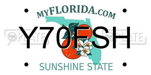 Y70FSH Florida License Plate