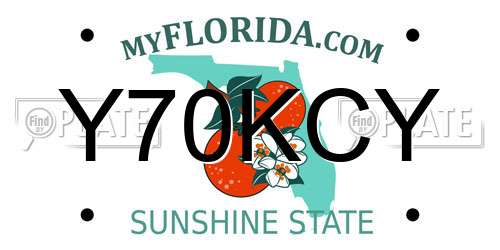 Y70KCY Florida License Plate