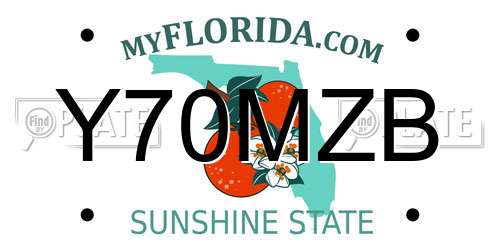 Y70MZB Florida License Plate