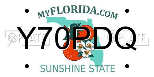 Y70PDQ Florida License Plate