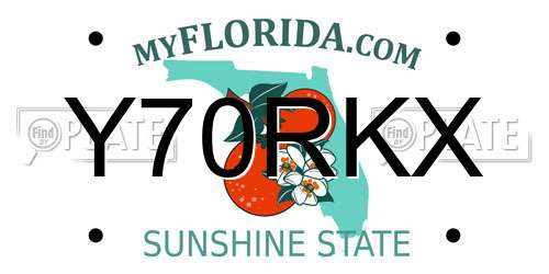 Y70RKX Florida License Plate