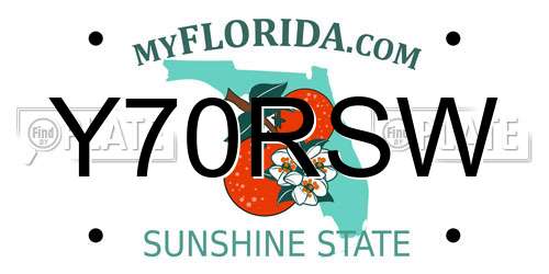 Y70RSW Florida License Plate