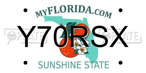 Y70RSX Florida License Plate