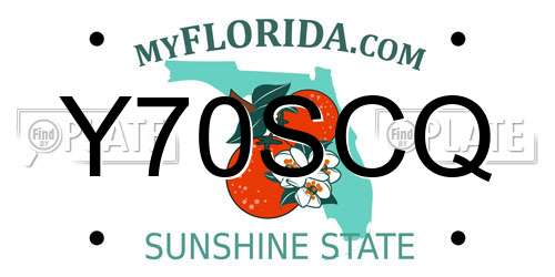 Y70SCQ Florida License Plate