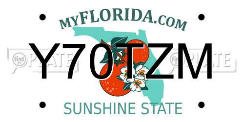Y70TZM Florida License Plate
