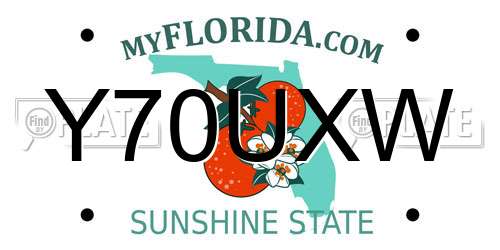 Y70UXW Florida License Plate