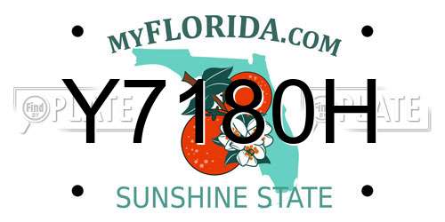 Y7180H Florida License Plate