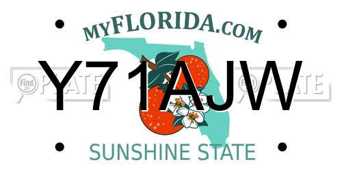 Y71AJW Florida License Plate