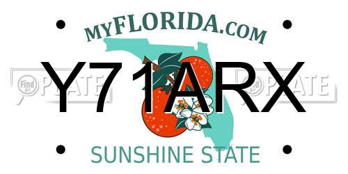 Y71ARX Florida License Plate