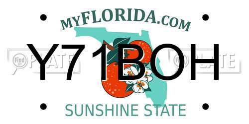 Y71BOH Florida License Plate